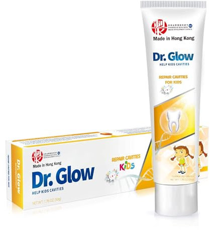 Dr. Glow Kariesreparatur Zahnpasta Kinder, Hydroxylapatit-Zahnpasta ohne Fluorid, Zahncreme zur Zahnreinigung & Zahnfüllung, Remineralisierende, Fluoridfreie Kinderzahnpasta gegen Karies, 50g