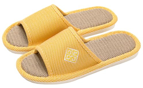 JIJIe Linen Slippers for Women and Men,Anti-Slip Summer Slippers Indoor