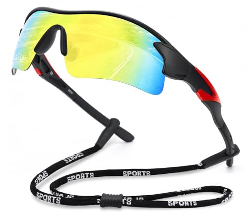 Hifot Polariserade sportsolglasögon för herr och dam, ungdomar, lätta cykelglasögon för löpning sport med UV400-skydd, för cykling, körning, fiske, golf, skidåkning, mountainbike, löpning
