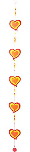 String of Hearts Hanging Suncatcher Multi-colour Home and Garden Ornament (Red/Yellow)