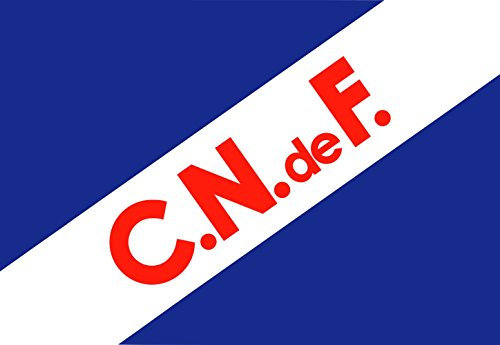 magFlags Bandera Large W Club Nacional de Football - Sobre fondo azul una franja diagonal blanca | bandera horizontal | 1.35m² | 90x150cm