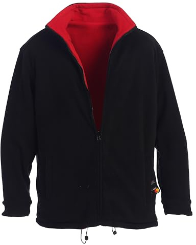 Gioberti Mens Zip Up Reversible Polar Fleece Heavy Jacket, Black/Red, Large