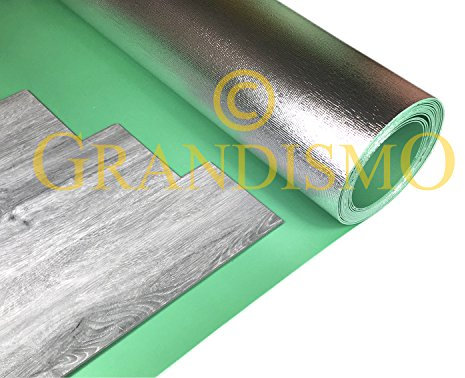 Grandismo 10m2 Roll - LVT Underlay Underlayment Vinyl Flooring - Also Works for Wood & Laminate/Click Systems - Damp Proof Membrane Installed