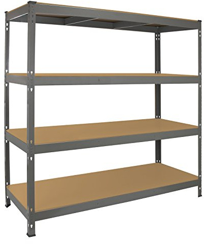Q-RAX Robust Grå Garagehylla Hyllenhet Verkstadshylla Verkstad Lager Lagerhylla Garage Förvaring MDF Bultfri Bultlös Gummifötter 1,2mm tjockt Stål 160 cm / 1600 mm 160 cm / 1600 mm 60 cm / 600 mm