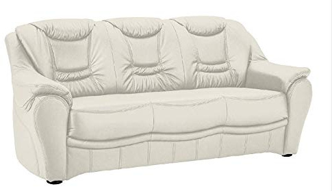 CAVADORE Bansa - Divano imbottito a 3 posti, in vera pelle, 198 x 94 x 95 cm, colore: Bianco