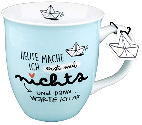 Happy Life - Taza, porcelana, azul, 40 cl
