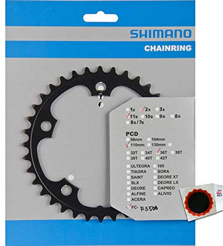 SHIMANO Kettenblätter FC-RS500 36 Zähne 110mm Aluminium schwarz Fahrrad