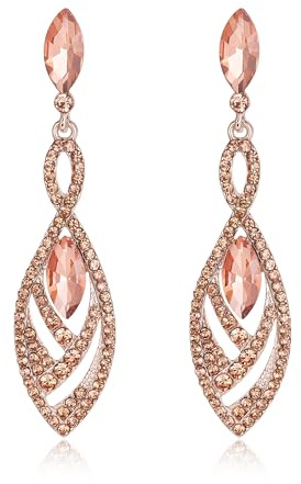 Clearine Damen Ohrringe Kristall Wunderschöne Twisted Dual Kronleuchter Teardrop Fashion Ohrhänger Pfirsich Morganite-Rosa Rose-Gold-Ton