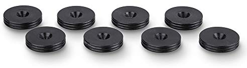 PrecisionGeek - Cuscinetti per altoparlanti in acciaio ossidato e annerito, piedini, protezione per il pavimento, forma sottile di diametro 20 mm per altoparlanti HiFi, supporti, soundbar - Set di 8