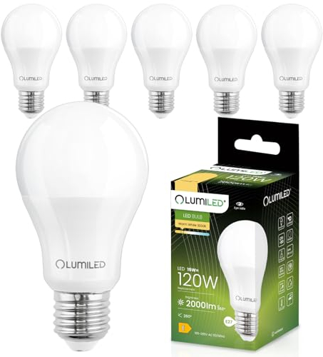 Lumiled A65 E27 LED Lampe, 15W (ersetzt 120W), 2000 Lumen Leuchtmittel, 3000K Warmweiß Birnen Lampen, Nicht Dimmbar, 260° Grad Strahlwinkel Glühbirne 6er-Pack Energiesparlampe Tropfen