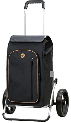 Andersen Einkaufstrolley - klappbar - 61 Liter - mit Kühlfach - Aufhängung für Einkaufswagen - belastbar 50 kg - Aluminium - Trolley - 3-Speichen-Rad Ø 25 cm - Cargo Shopper XXL Folke schwarz