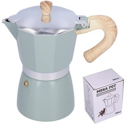 LIZEALUCKY Cafetera de Espresso de Estufa de 300ML, cafetera Italiana Moka de Taza de Espresso, máquina de percolador de café Cubano Manual(Azul)
