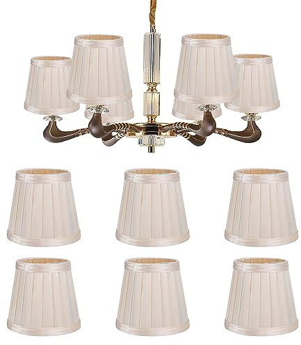 6Pcs Small Lamp Shade, E14 Bulb Clip On Chandelier Lamp Shades Vintage Pendant Light Cover Fabric Lampshade 3.3 x 4.3 x 4.7inch