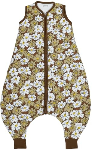 Meyco Baby Vintage Flower sovoverall, fodrad (tillverkad av 100% bomull, med blixtlås runt om, hudvänlig, skrynkelfri, perfekt passform, storlek: 80 cm), choklad