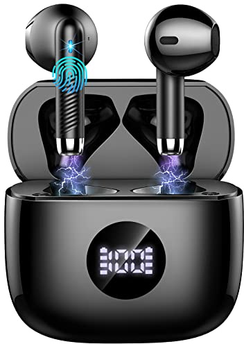 Wireless Earbuds, Bluetooth 5.4 Ear Buds LED Power Display Headphones Bass Stereo, Bluetooth Earbuds in-Ear Noise Cancelling Mic, 40H Playback Mini Case IP7 Waterproof Sports Earphones for Android iOS
