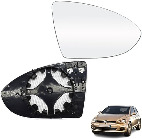 Specchio retrovisore per Golf 7, destro, riscaldabile, per Golf 7, specchietto destro, lato passeggero, specchietto retrovisore esterno in vetro con piastra di supporto