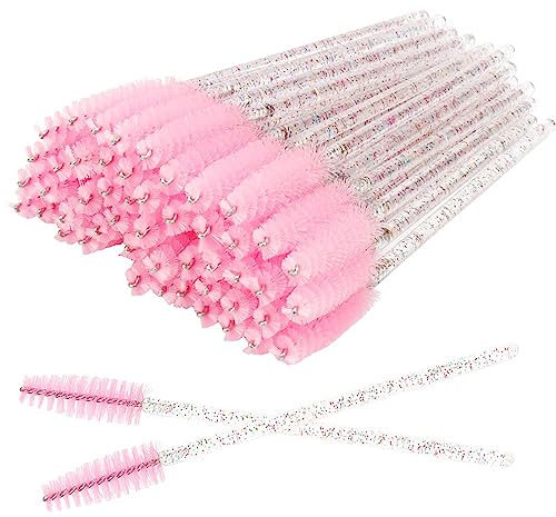 PLABBDPL 50 Pcs Scovolini Mascara Monouso, Scovolino Ciglia con Manico in Cristallo Scovolini Ciglia, Pettinino per Ciglia Laminazione Ciglia Accessori Scovolini per Sopracciglia Extension Ciglia