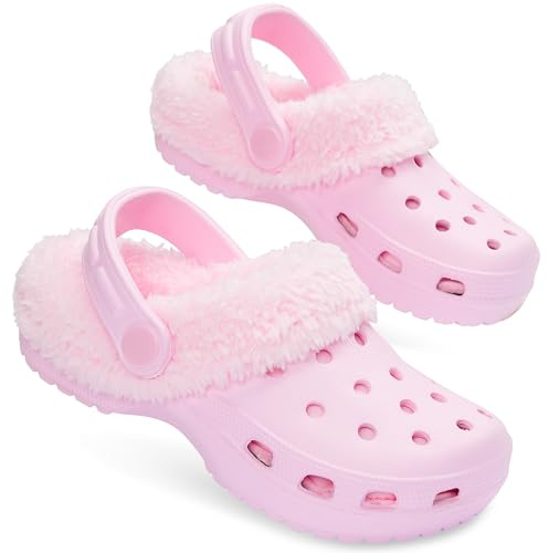 CityComfort Zuecos Niños Invierno con Forro Sherpa, Clogs Cómodas, Zapatillas Casa Calentitos para el Frío, Regalos Niños (31 EU, Rosa)