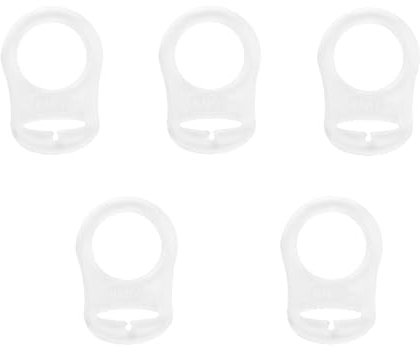 Neoreser 5 Stück Silikonring für Schnuller, Baby Silikonring für Schnullerkette Transparente Silikonknopfschnalle, Baby Schnuller Adapter Schnullerhalter für Baby Schnullerketten