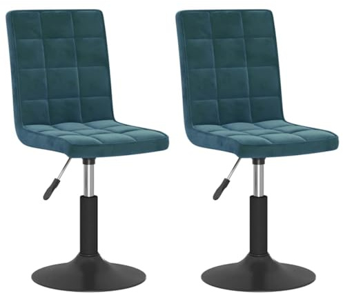 vidaXL 2X Chaises Pivotantes de Salle à Manger Chaises à Dîner Sièges de Cuisine Chaises de Repas Hauteur Réglable Intérieur Bleu Velours