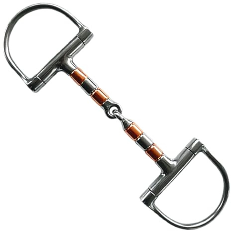 Morso per cavallo con anello a D | Morso per cavallo con bocca a rullo in rame - Morso per cavallo a snodo singolo, filetto con anello a D per forniture equestri