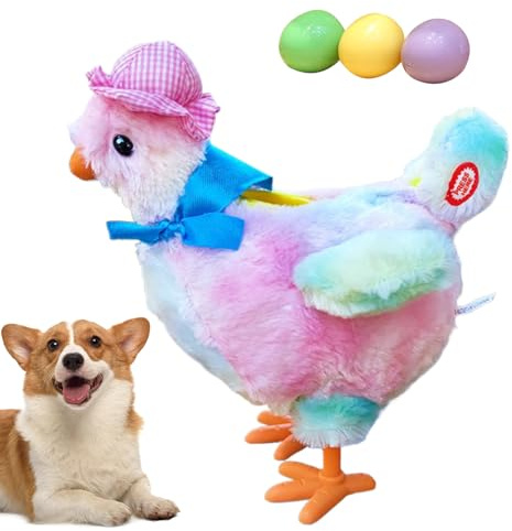 Jouet électrique pour chiens - Poule de pondeuses électrique avec musique | Distributeur de nourriture avec œufs et poule pour l'extérieur de la maison et des chiots