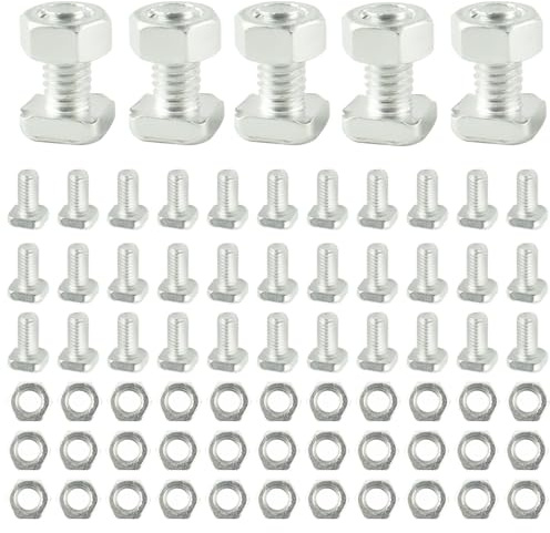 30 Set Greenhouse Bolts and Nuts – 10mm Square Head Aluminum Fasteners for Greenhouse Frame Assembly, Maintenance, and Repairs