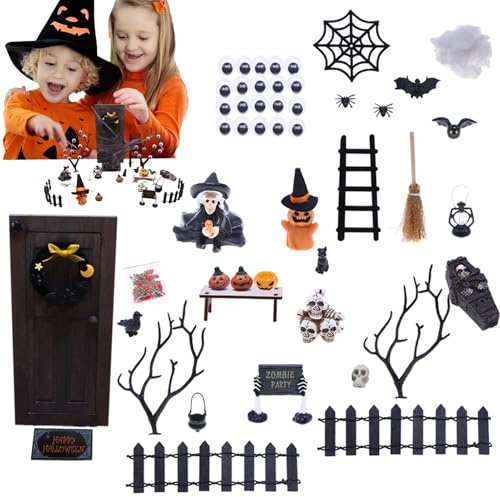 Figurine di Halloween - Pezzi decorativi in miniatura festivi, ornamenti artistici stagionali | Piccole miniature raccapriccianti di Halloween, decorazione elegante per tavolo, camera da letto