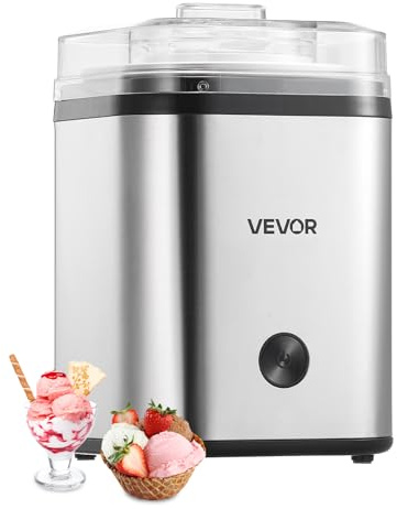 VEVOR Ice Cream Maker, 2.11 Qt. Large Capacity, Electric Automatic Ice-Cream Machine, with Easy Operation & Cleaning, Stainless Steel Shell, for Homemade Frozen Yogurt, Fruit Sorbet, Gelato, Silver
