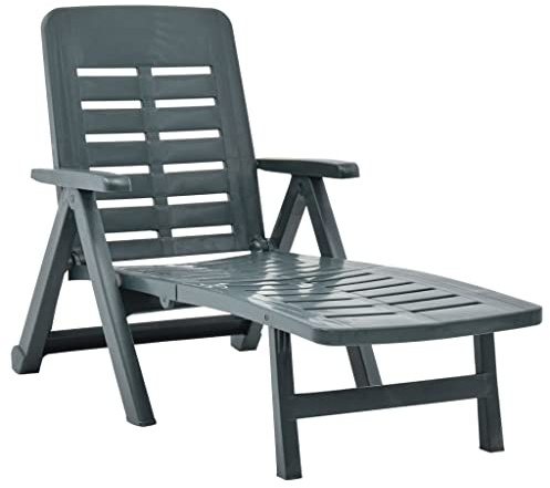 HaoChrymec Chaise Longue Pliante, Transat Jardin Exterieur en Plastique Résistant, Design Réglable et Portable, Relax Jardin Exterieur, Bain de Soleil Pliable,Vert, 189 x 72 x 96 cm