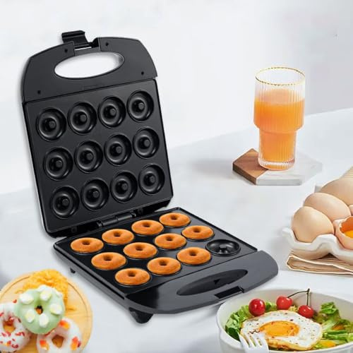 DEEguess MinimáQuina Compacta para Hacer Dulces, 12 Agujeros, para Preparar Deliciosas Donas Y Cake Pops, Antiadherente, FáCil De Limpiar, para Mini Tartas Y Quiches, 1200 W