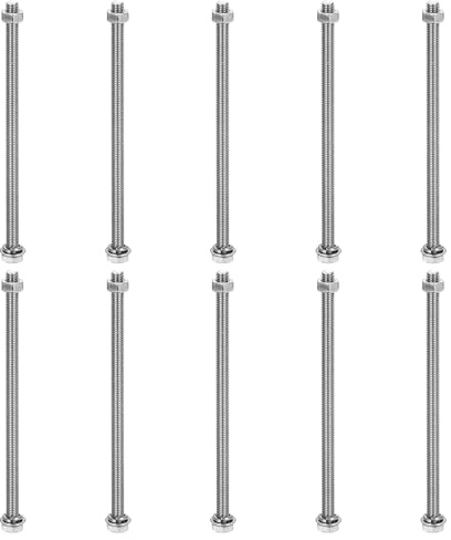 QUARKZMAN M5 x 100mm 304 Edelstahl Sechskantschrauben Muttern Unterlegscheiben Und Federscheiben Sortiment Vollgewinde Hochglanz Für Haushalt Elektronik 10 Sets