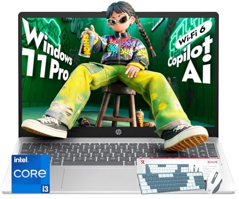 HP 2026 Touchscreen Laptop for Student and Business, Intel 13th Core i3‑1315U (Up to 4.5GHz), Windows 11 Pro, Copilot AI, Numeric Keyboard, Wi‑Fi 6, with Patented KB Kit (16GB RAM | 512GB SSD)