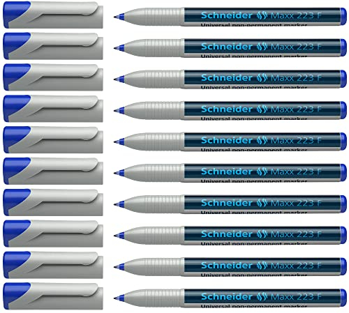 Schneider Maxx 223 F Universal-Marker (non-permanent, feucht abwischbar, 0,7 mm) 10er Packung blau