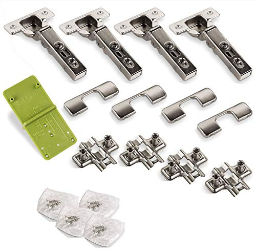 4 x SO-TECH® Charnière à Boîtier T45 Charnière d'angle 110° Charnière automatique Fermeture automatique et amortisseur + 1 x gabarit de marquage EasyGreen