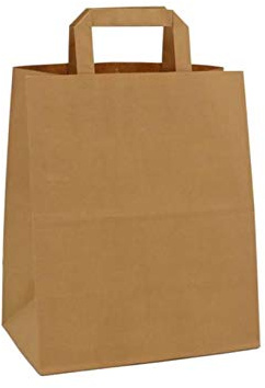 C.N. Shopper Carta Sacchetti di Carta con Manici Avana 32+17x45 cm 25 PZ Shopper Busta in Carta Kraft Marrone Borsa Ecologica per Negozi