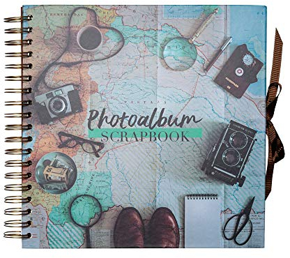 Grupo Erik Scrapbook Album Vintage Travel Fotoalbum zum Einkleben 26 x 26 cm 40 Seiten Fotoalbum zum Selbstgestalten Weiße Seiten Photo Album