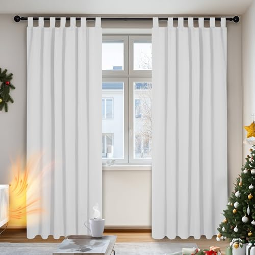 Deconovo Tab Top Blackout Curtains Thermal Insulated Curtains for Bedroom Silver Grey W55 x L87 Inch 1 Pair