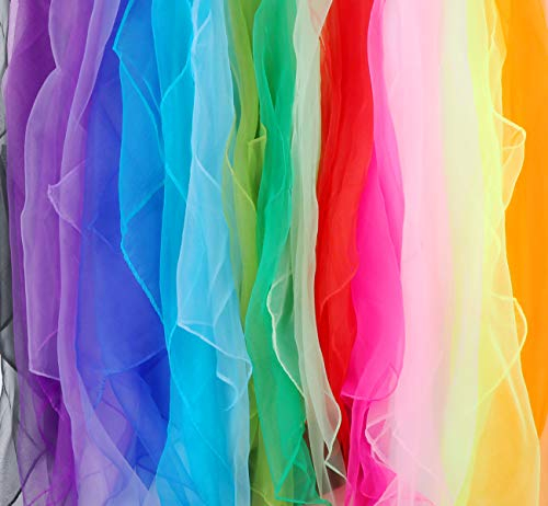 ABSOFINE Bunte Square Jongliertücher 20 Stück - Kindergarten, Tanz, Gymnastik Tücher - Aktivitäten Zubehör Dekoration zum Spielen Rhythmik Jonglieren, 60 x 60 cm