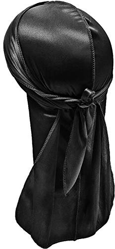 Hairizone Silky Durag Headwrap Doo Rags para hombres Ondas (negro)