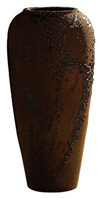 Indoor Gardening Flower Arrangement Vintage Stoneware vase, Clay Pot Living Room Decoration Hydroponics Soil Culture Flower Pot Floor-Standing Flower Bottle Rose vases (Size : 8 * 32CM)