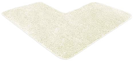 WohnDirect Eck-Badezimmerteppich L-Form 100x100 Creme – Badematte für Eckdusche rutschfest, Flauschiger Winkel-Badvorleger 50cm Breit, Waschbar & Fußbodenheizung