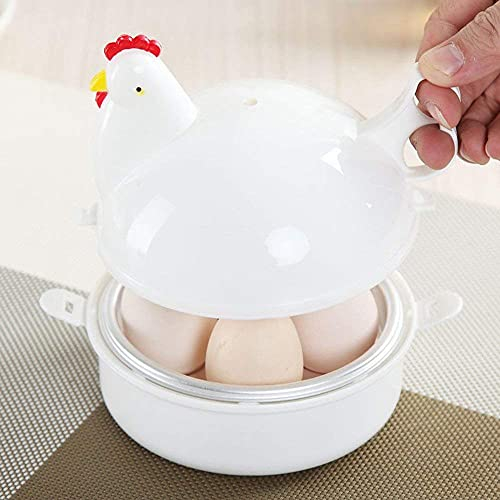 Fiacvrs Microwave Egg Steaner Poacher Cooker Chicken Shaped 4 Eggs Boiler Cooker Steamer Gadgets