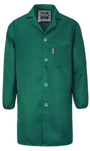 Yukirtiq Camice da Laboratorio Uomo Camice Uniformi da Lavoro Meccanico Abbigliamento da Lavoro Maniche Lunghe Blu da Lavoro con Bottoni, Verde, XXL