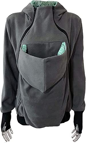 Felpa Con Cappuccio Da Donna 3 In 1 Giacca Premaman Gravidanza Calde Cappotto Con Cerniera Borse Felpa Mamma Canguro Per Neonati Autunno E Inverno 2,M