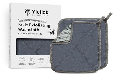 Yiclick Peeling Waschlappen für Gesicht und Körper, Rückenschrubber Rückenbürste, Luffa Schwamm, Duschschwamm, Peeling Schwamm, Badeschwamm Duschschwamm, Peelinghandschuh