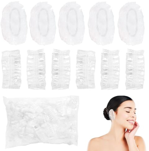 Quadafy 100 Pack Disposable Clear Ear Covers For Shower, dye the hair