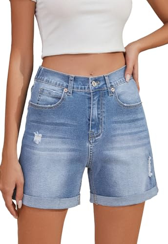 Alaster Queen Women with Pockets Jeans Shorts Women Summer Shorts Ladies Casual Short Dark Blue M