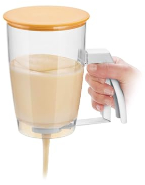 Avilia Dispenser per Pastella con Dosatore Preciso e Coperchio - Erogatore Manuale Ideale per Pancake, Crepes e Muffin, in Plastica Resistente, Lavabile in Lavastoviglie, 1L