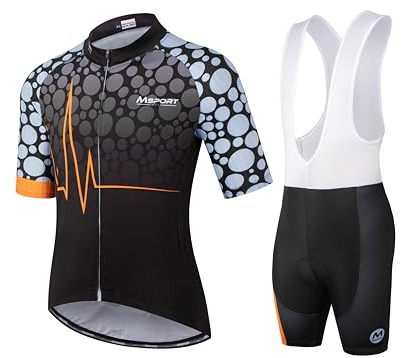 Msport Cykelkläder komplett set – tröja + hängselbyxor med 5D gelvadderade shorts som motverkar chock, M06, 3XL